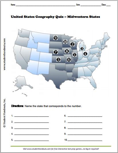 Midwestern States Map Quiz Time Zones Map
