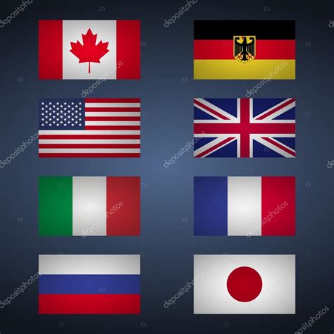Estados unidos y japón al exterior. Conjunto de indicadores de gran ocho. Canadá, Estados ...