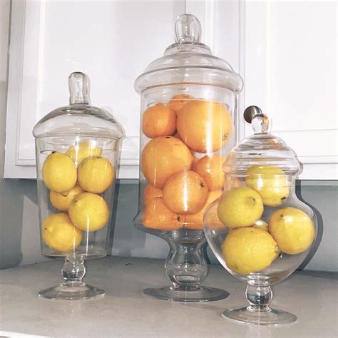 Apothecary Glass Jar Fruit Decor In 2021 Glass Jars Decorative