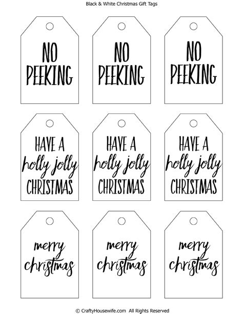 Downloadable Free Printable Christmas Gift Tags Black And White