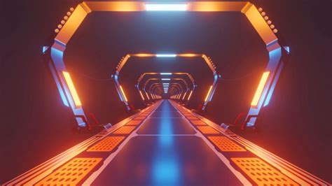 Wallpaper Corridor Neon Light Bright Tunnel Hd Picture Image