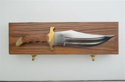 Huge Custom Modern Alamo Bowie Knife By Rigid Knives In Wood Display