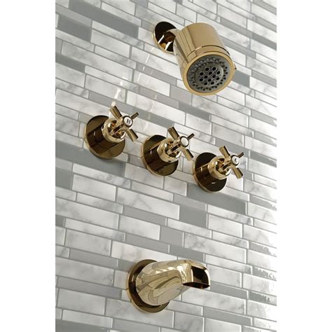 Millennium Kbx8132zx Three Handle 5 Hole Wall Mount Tub And Shower Faucet Polished Brass Tub