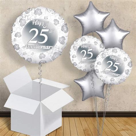25th Wedding Anniversary Balloons In A Box Silver Party Save Smile