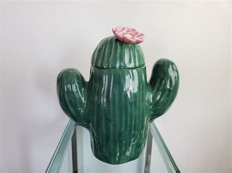 Saguaro Cactus Cookie Jar By Treasure Craft With Blooming Etsy