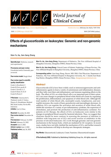 PDF Effects Of Glucocorticoids On Leukocytes Genomic And Non Genomic Mechanisms