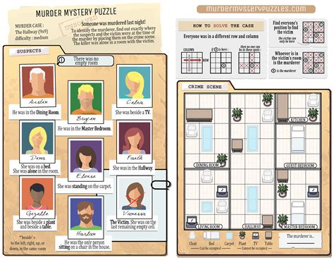 Mystery logic puzzle freebie #4. The Hallway - Hiroji Osaka's Murder Mystery Puzzles