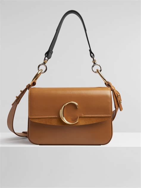 Small Chloé C Double Carry Bag In Shiny Suede Calfskin Chloé AU