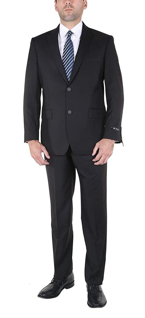 Pandl Mens 2 Piece Classic Fit 2 Button Suit Jacket Office Dress Blazer