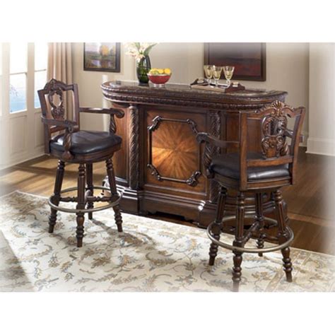 D553 65 Ashley Furniture Bar With Marble Top