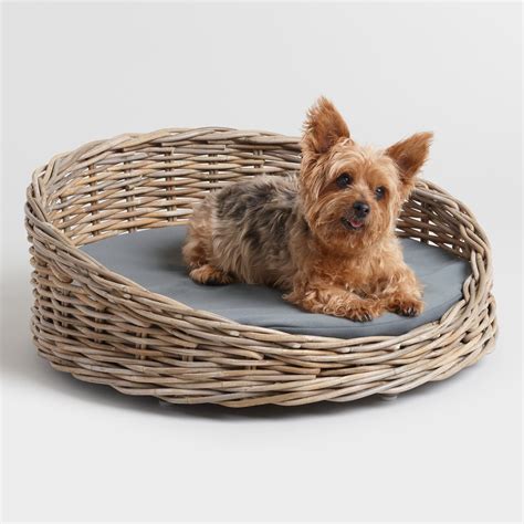 Round Gray Rattan Basket Baeli Pet Bed Pet Bed Round Dog Bed