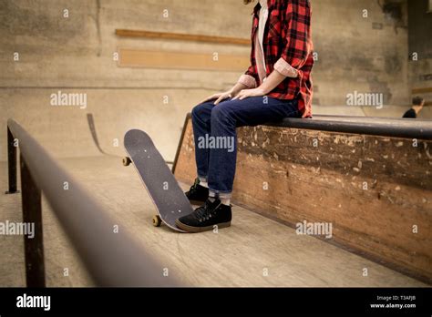 Man Sitting On Ramp Stock Photo Alamy
