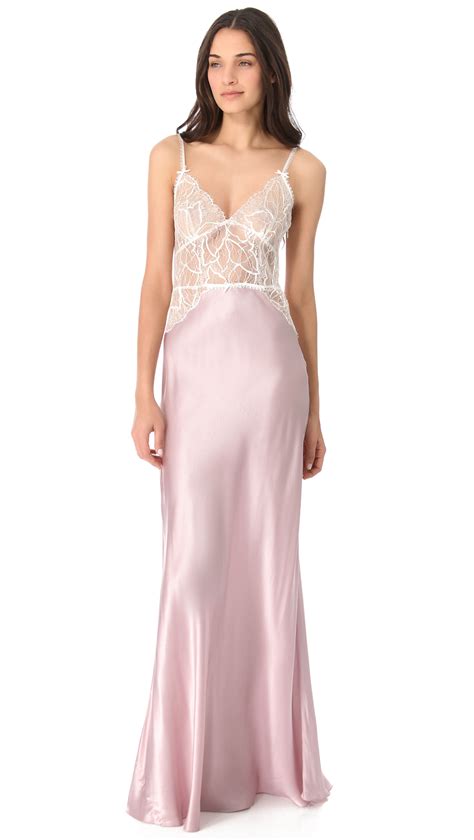 Lyst Jenny Packham Lace Silk Nightgown In Pink