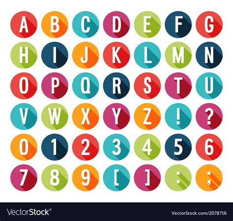 Flat Icons Alphabet Royalty Free Vector Image Vectorstock