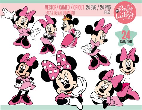 24 Pink Minnie Mouse Svg Cliparts 24 Png Cliparts Bow Dot Etsy Canada