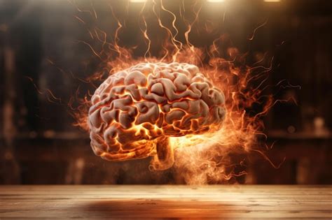 Premium Ai Image Burning Head And Stress Human Brain Neurology