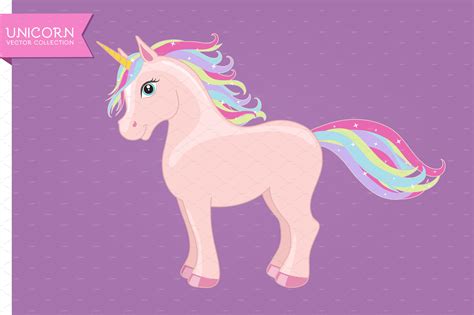 Pink unicorn with rainbow main | Pre-Designed Illustrator Graphics ...