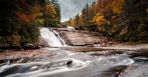Waterfall In Fall Color Forest In The Appalachian Mountains Of North