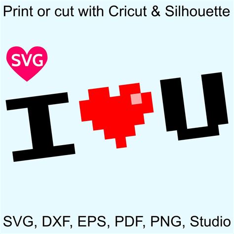 I Love U Svg Pixel Art And Clipart Diy Valentines Ts For Her