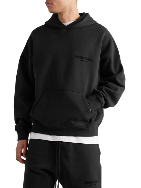 Fear Of God Essentials Black Stretch Limo Hoodie Ss22 Hype