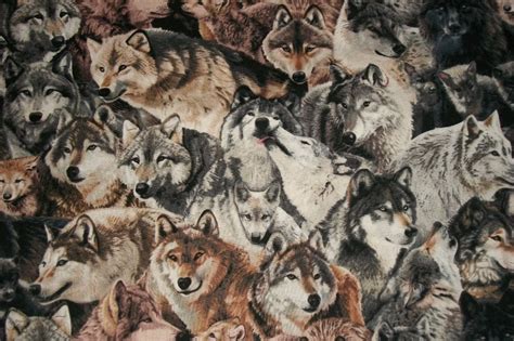Wolf Fabric Wolves Fabric Canine Fabric By The Yard Etsy