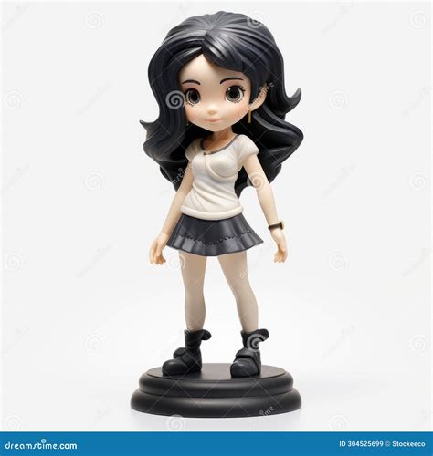 Monochromatic Anime Figure Daisy Black Hair Cartoon Girl Stock