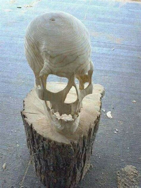Skull Made With A Chainsaw Skull Carving Skull And Bones Skull Art