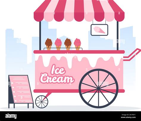 Ice Cream Tienda Plantilla Dibujado A Mano Dibujado Dibujado Cartoon Plano Ilustraci N Con