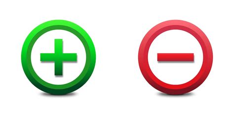 Icônes De Signe Plus Et Moins Vert Plus Et Symbole Moins Rouge