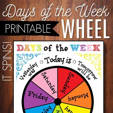 Days Of The Week Printable Wheel Circle Time Calendar Etsy Temps De