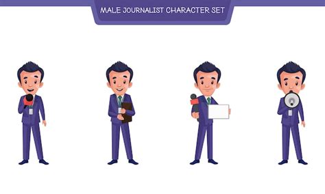 Premium Vector Cartoon Illustration Of Male Journalist Character Set