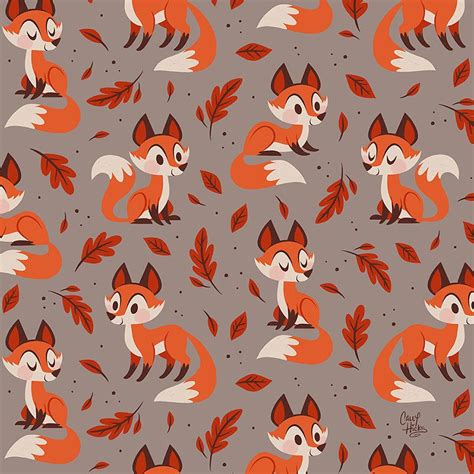 Fall Foxes On Behance Fox Pattern Cute Patterns