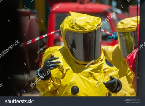 Firefighter Hazmat Hazardous Material Suits Protect Stock Photo Edit