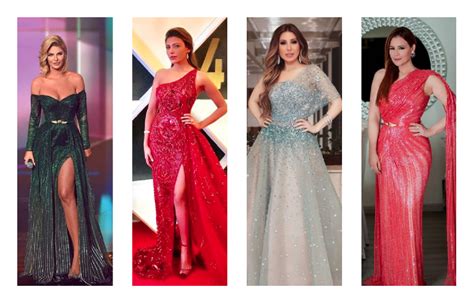 أجمل فساتين سهرة براقة اختارتها النجمات العربيات في 2018 مجلة سيدتي