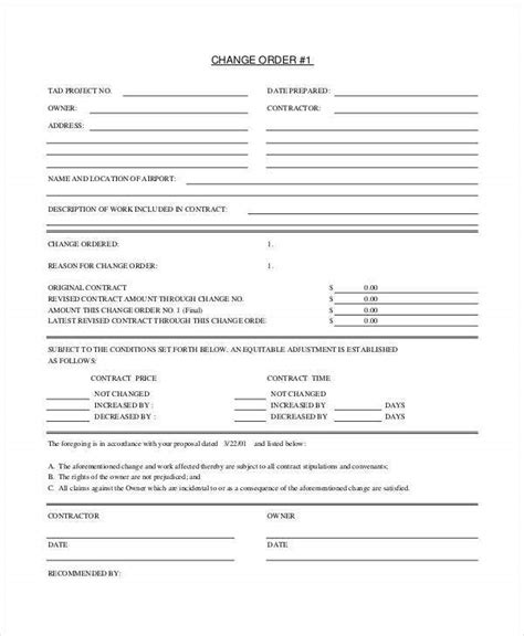 Top Free Printable Construction Change Order Forms Roy Blog