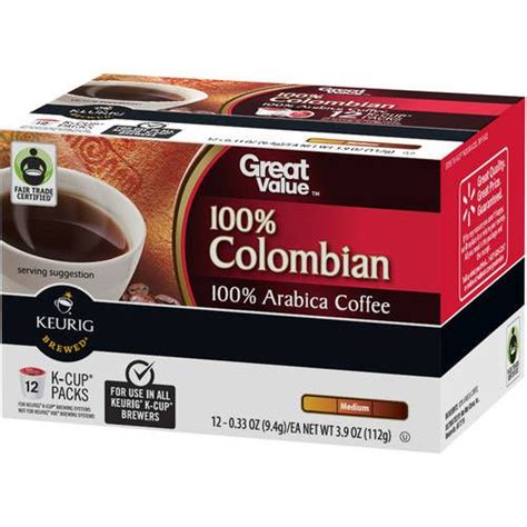 Great Value 100 Colombian Medium Roast Coffee K Cup Packs 0 33 Oz 12 Count Reviews 2021