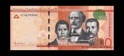 Billet De Banque De Collection Rép Dominicaine P190a 100 Pesos 2014