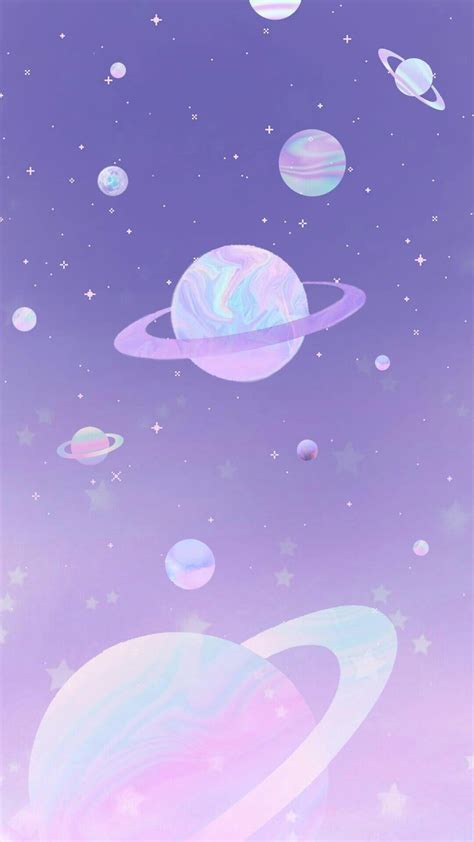 Pastel Planets Background Pastel Galaxy Cute Wallpapers Kawaii Mobile