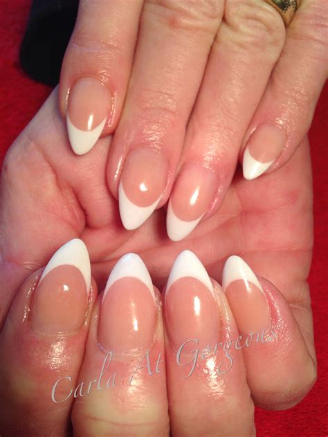 Classic French White Almonds French Tip Nails French Nails White Nails