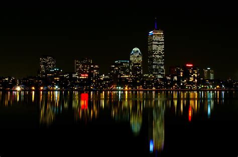 Boston Skyline At Night Photograph By Michael Ricci