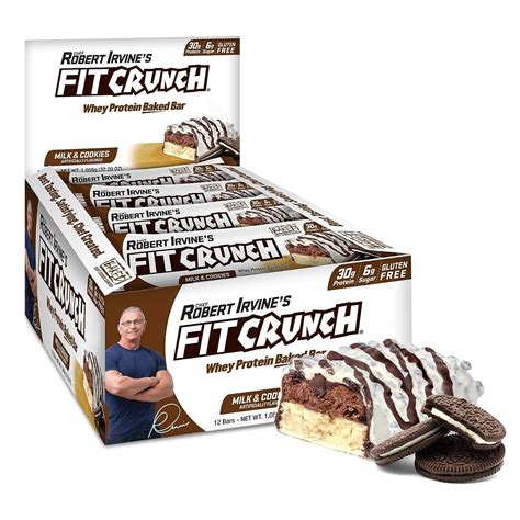 Fit Crunch Protein Bar Milk And Cookies 30g Protein 12 Ct
