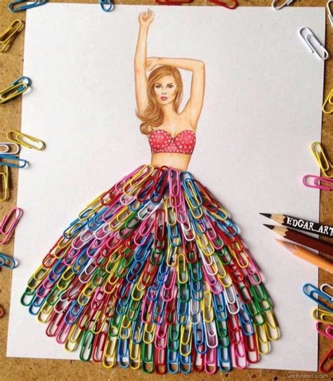 A Drawing Of A Woman In A Dress Made Out Of Crayon Pencils