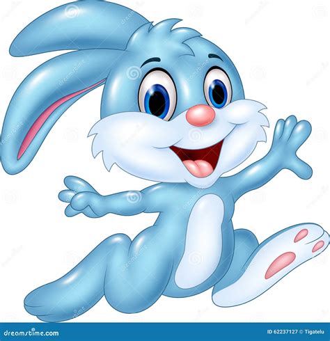Cartoon Happy Bunny Running On White Background Stock Vector