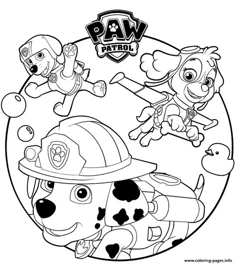 Paw Patrol Cartoon Coloring Page Printable