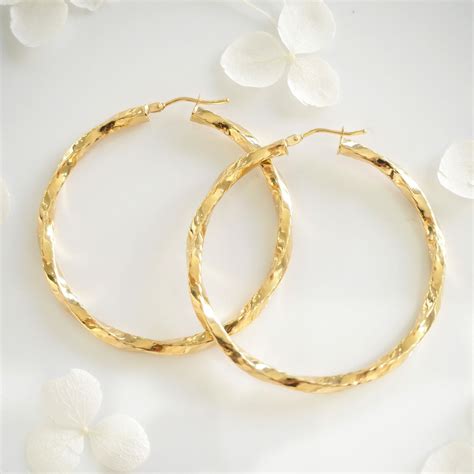 Ct Yellow Gold Twisted Hoop Earrings Cerrone Jewellers