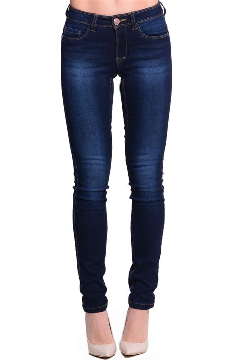 Only Nell Long Length Soft Skinny Jeans In Dark Blue Iclothing