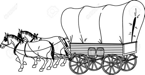 Wagon Covered Coloring Drawing Pages Kids Cut Clipart Laura Wilder