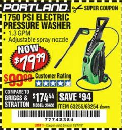 Pressure washer 56877 alternate photo #6 2000 psi max performance electric pressure washer 56877 alternate photo #7 +9 more bauer 2000 psi max performance electric coupons for previous purchases though rare, harbor freight tools does still give out some coupons occasionally. Harbor Freight Tools Coupon Database - Free coupons, 25 ...