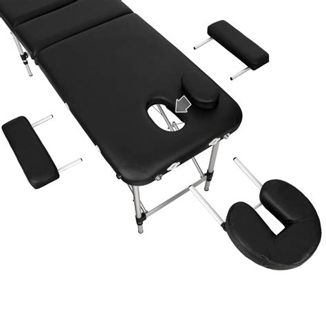 Tectake Table De Massage Pliante Bois 3 Zones Cadre En Aluminium Noir 1 Housse Pas Cher