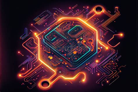Abstract Circuit With Neon Lights Stock Image Image Of Transfer